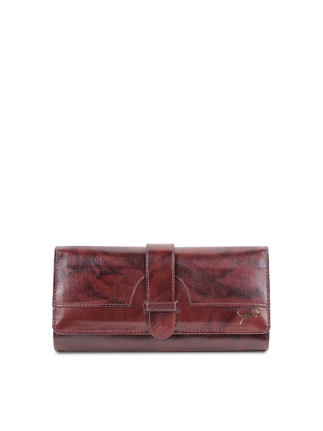 

WILD EDGE Women Brown Leather Three Fold Wallet