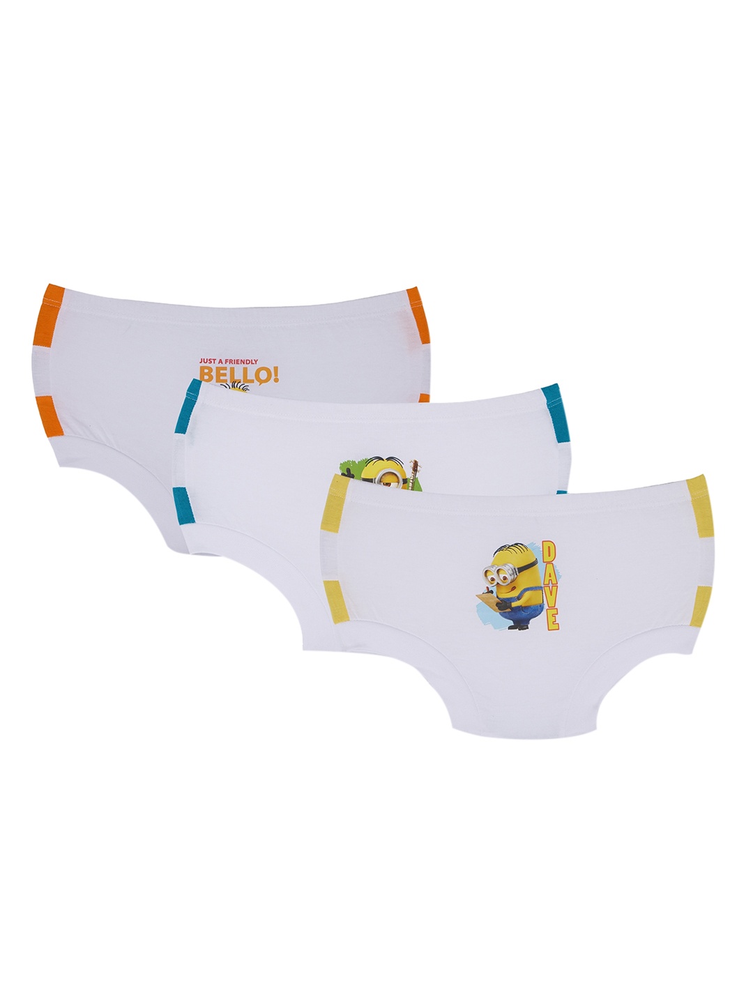 

Red Rose Boys Pack Of 3 White & Yellow Minions Printed Cotton Basic Briefs