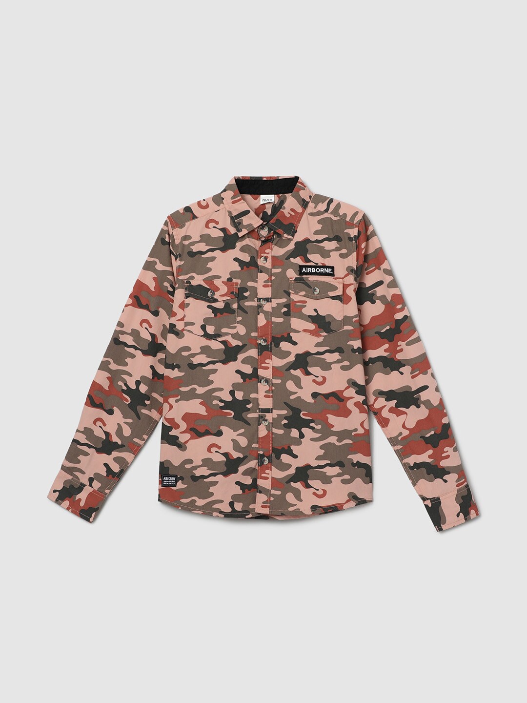 

max Boys Beige Camouflage Printed Cotton Casual Shirt