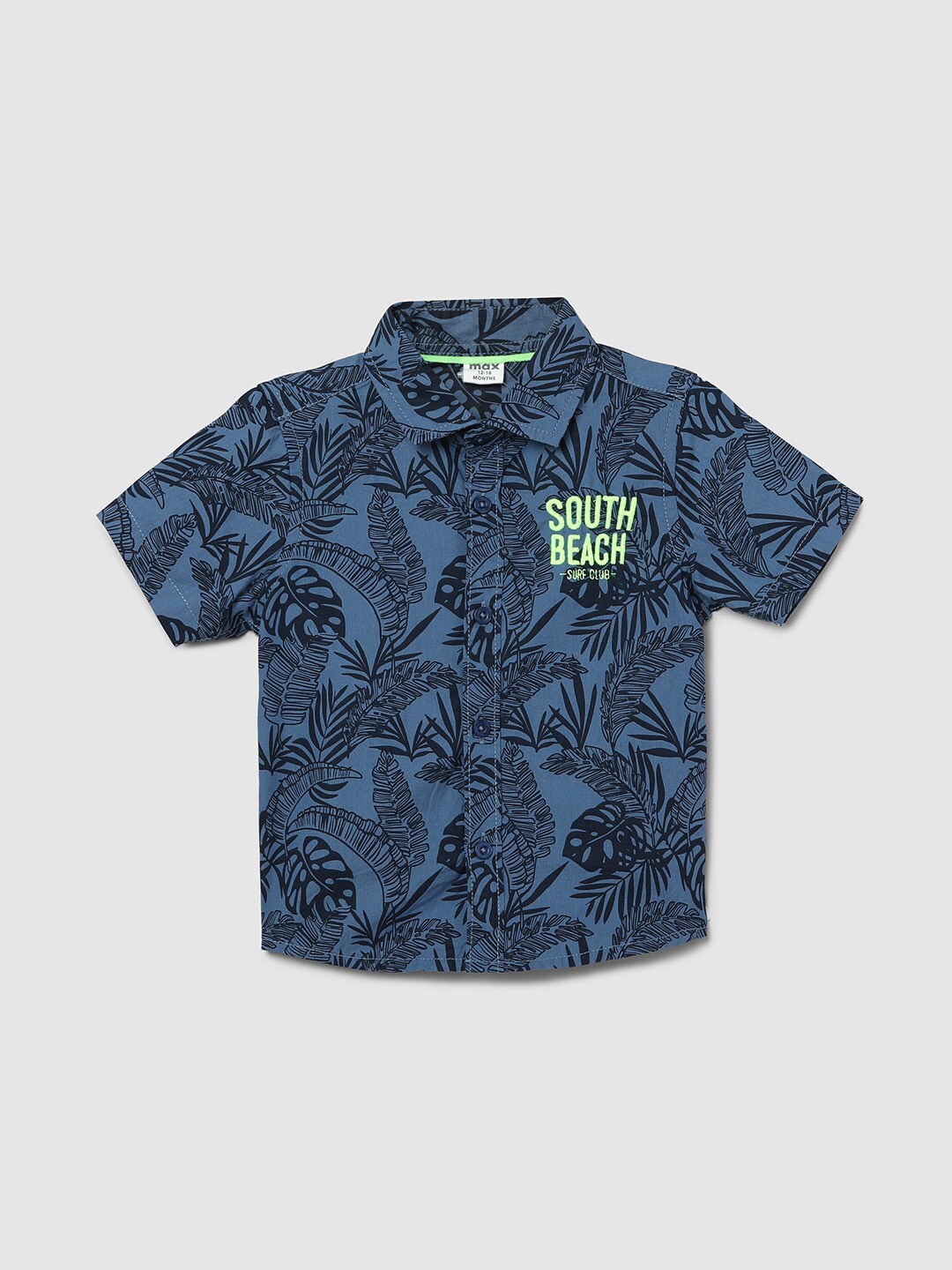max Boys Blue Floral Printed Cotton Casual Shirt
