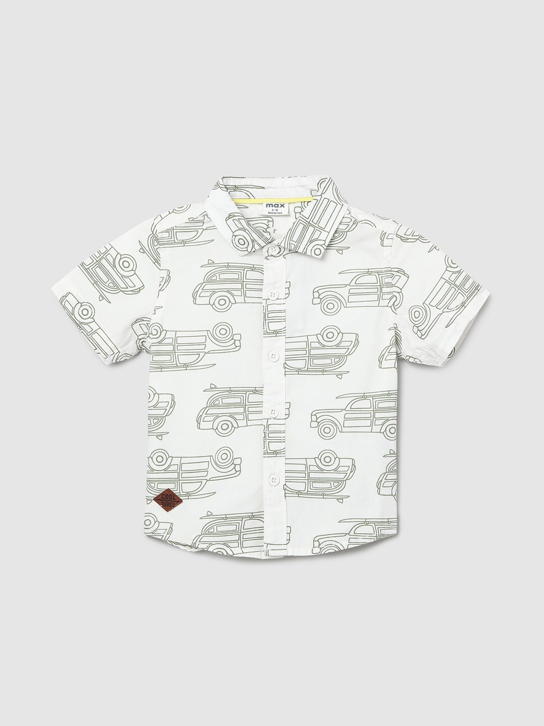 

max Boys White Printed Cotton Casual Shirt