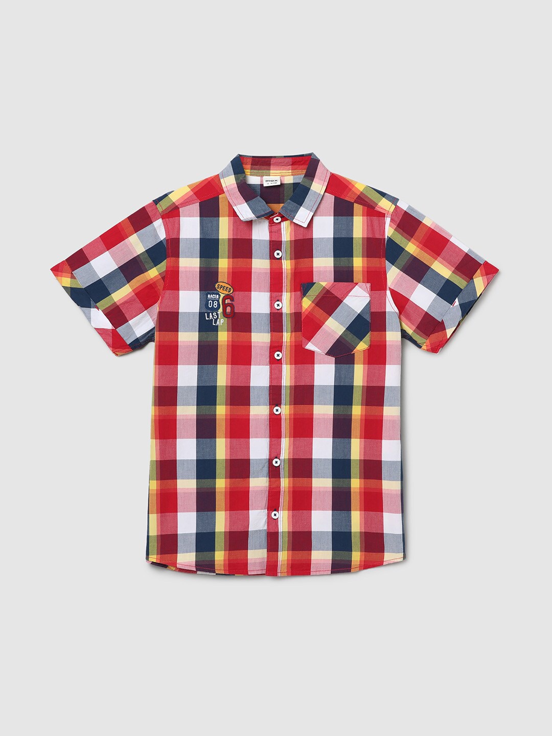 

max Boys Red Gingham Checked Cotton Casual Shirt