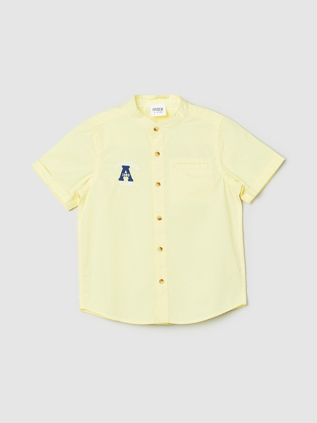 max Boys Yellow Solid Cotton Casual Shirt