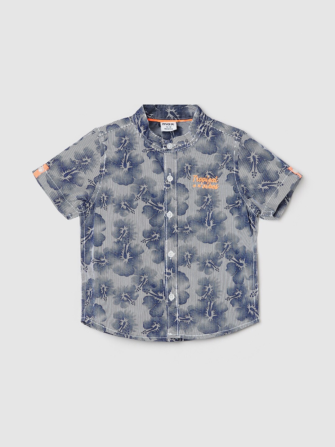 

max Boys White Floral Printed Cotton Casual Shirt