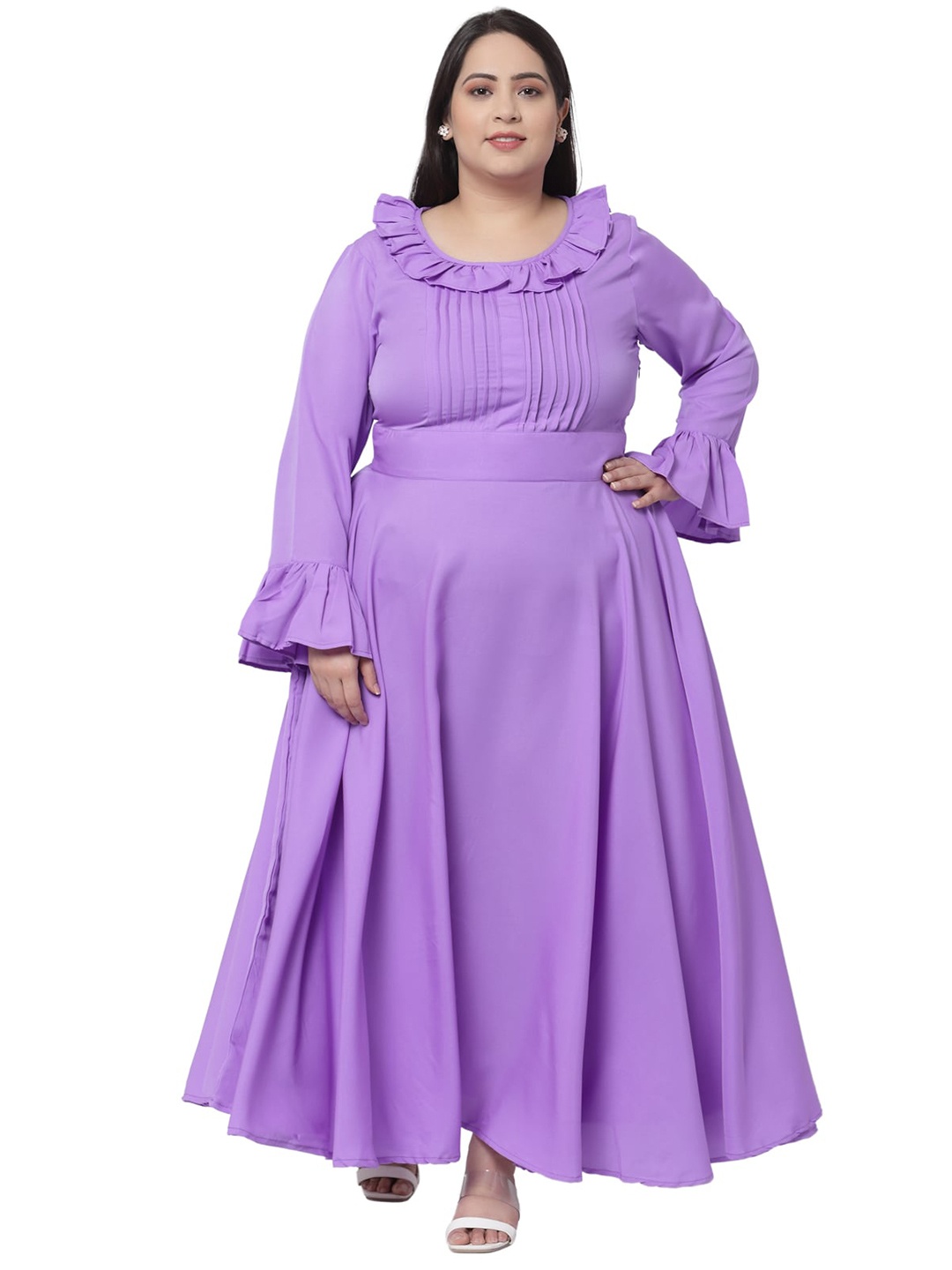 

Flambeur Plus Size Women Purple Crepe Maxi Dress