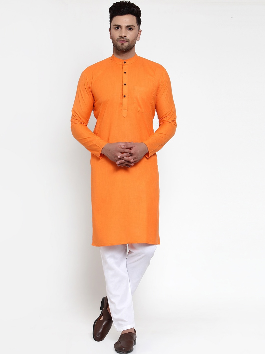 

Jompers Men Orange Kurta with Pyjamas
