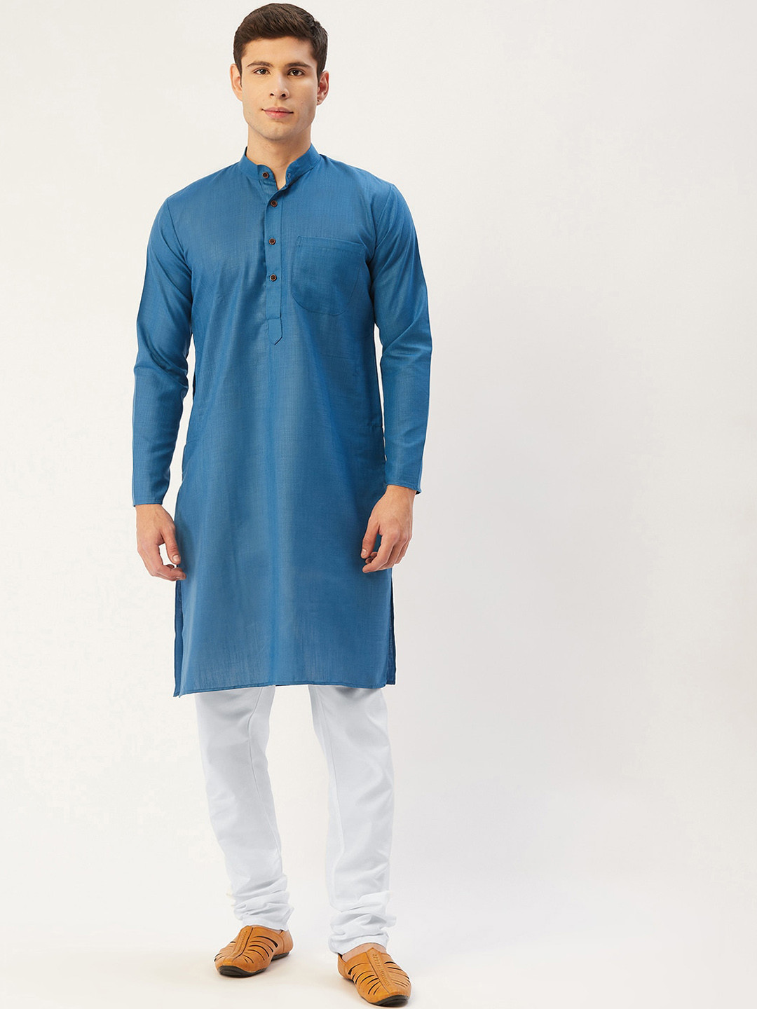 

Jompers Men Teal Pure Cotton Kurta with Pyjamas