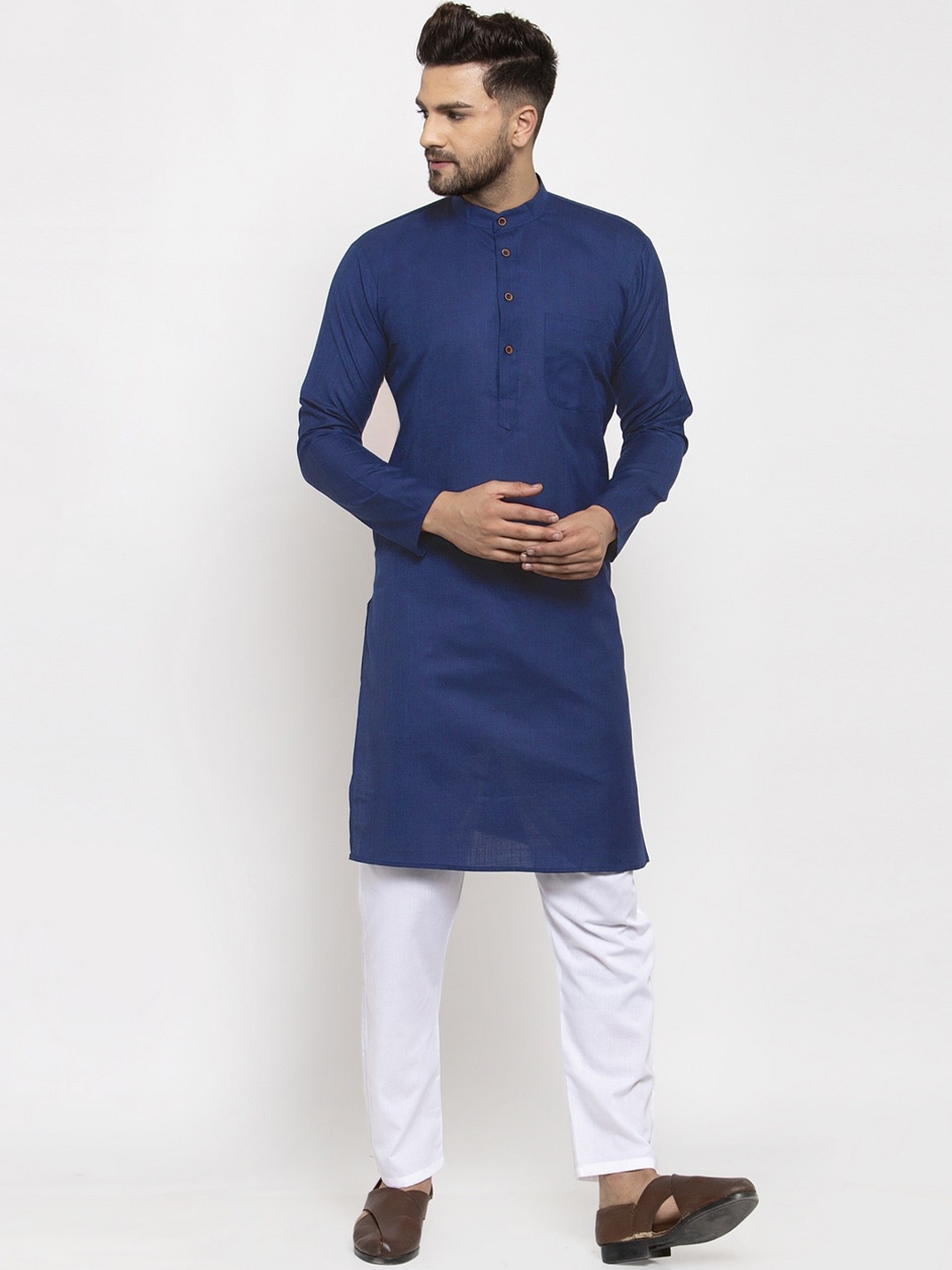 

Jompers Men Navy Blue Kurta with Pyjamas