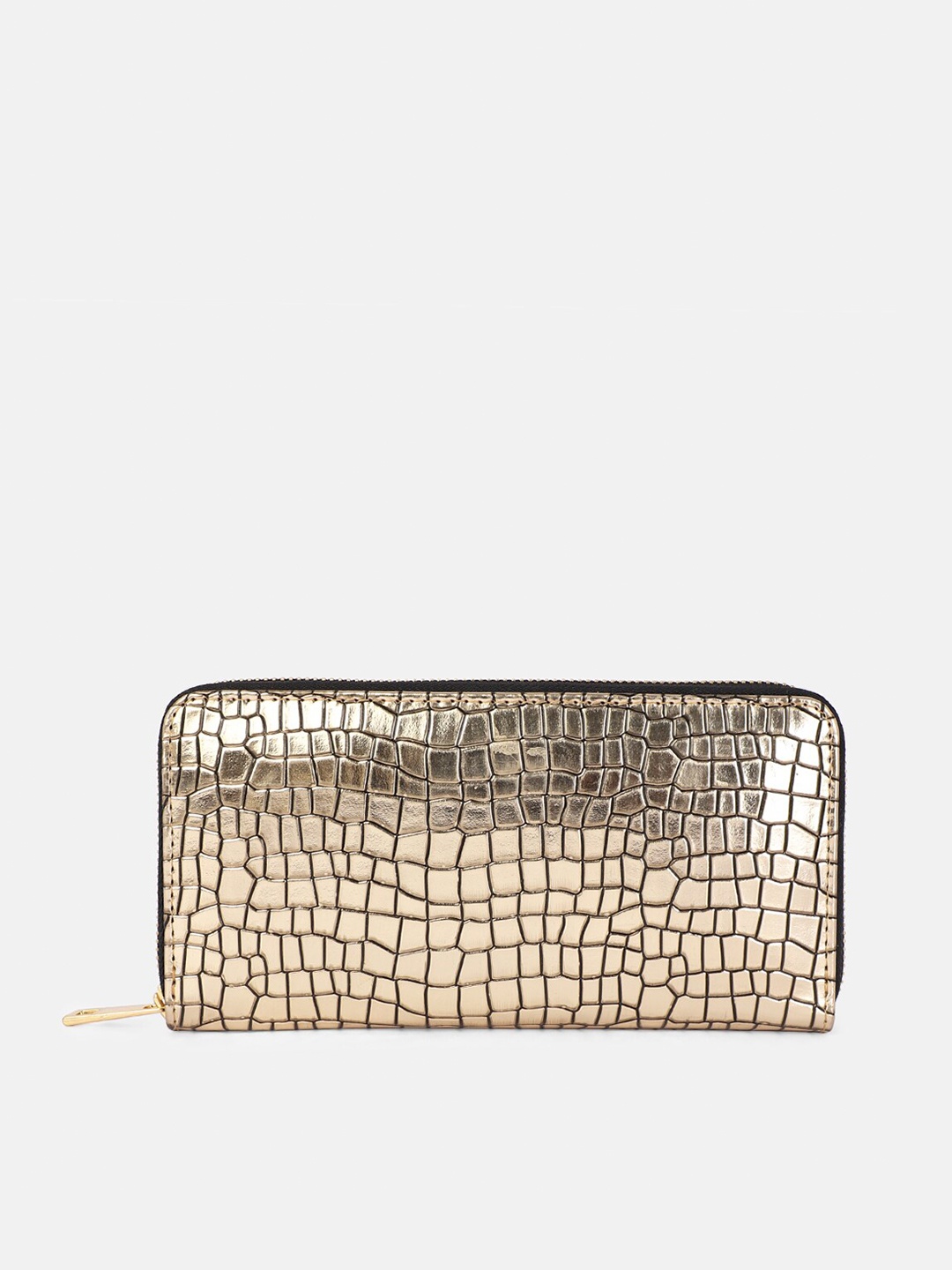 

Bagsy Malone Women Gold-Toned Textured PU Zip Around Wallet