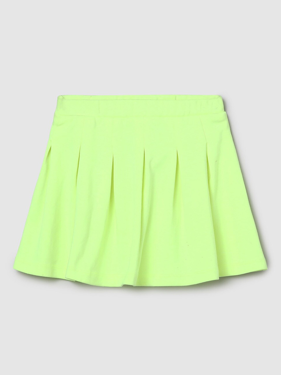 

max Girls Fluorescent Green Solid Flared Midi Skirt