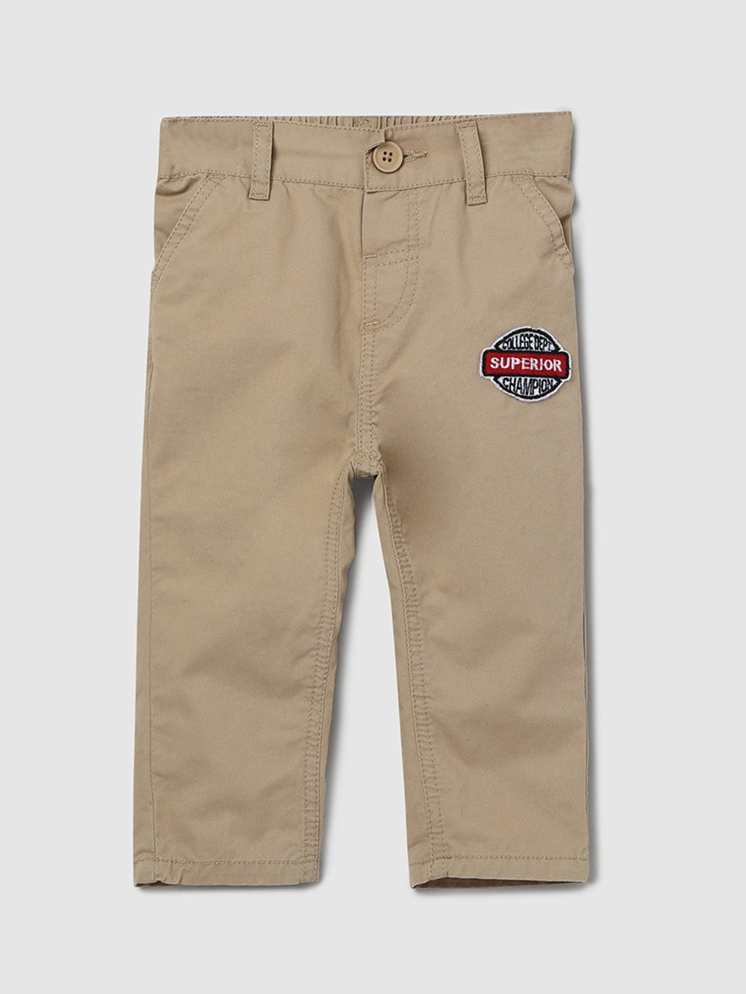 

max Boys Beige Cotton Trousers