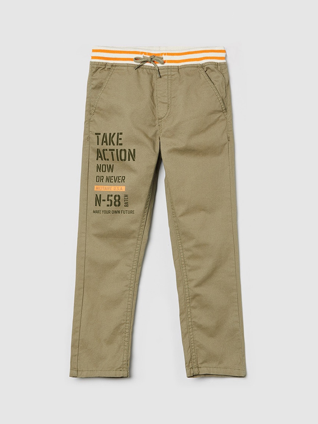 

max Boys Olive Green Solid Trousers