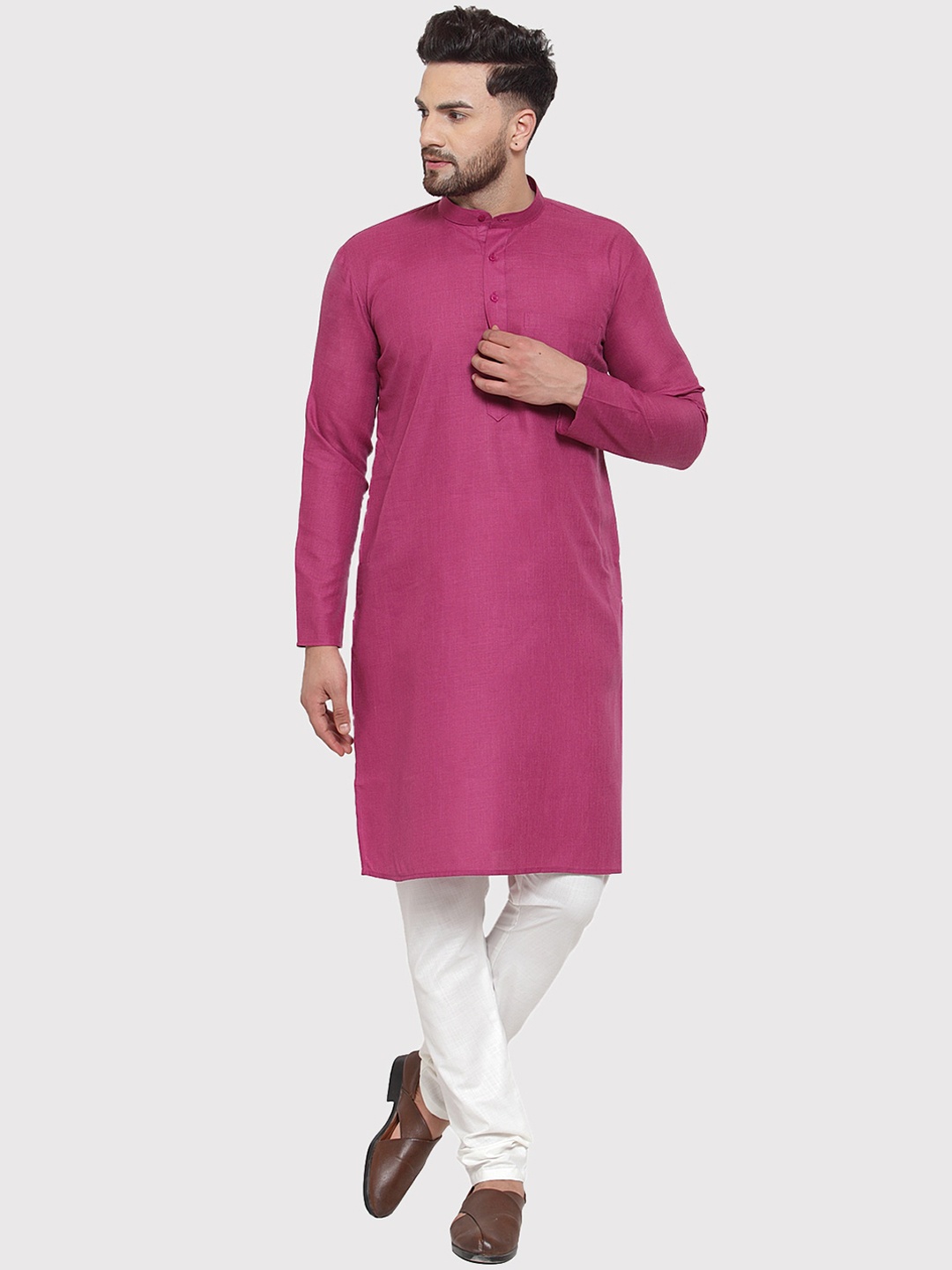 

Jompers Men Pink Kurta with Pyjamas