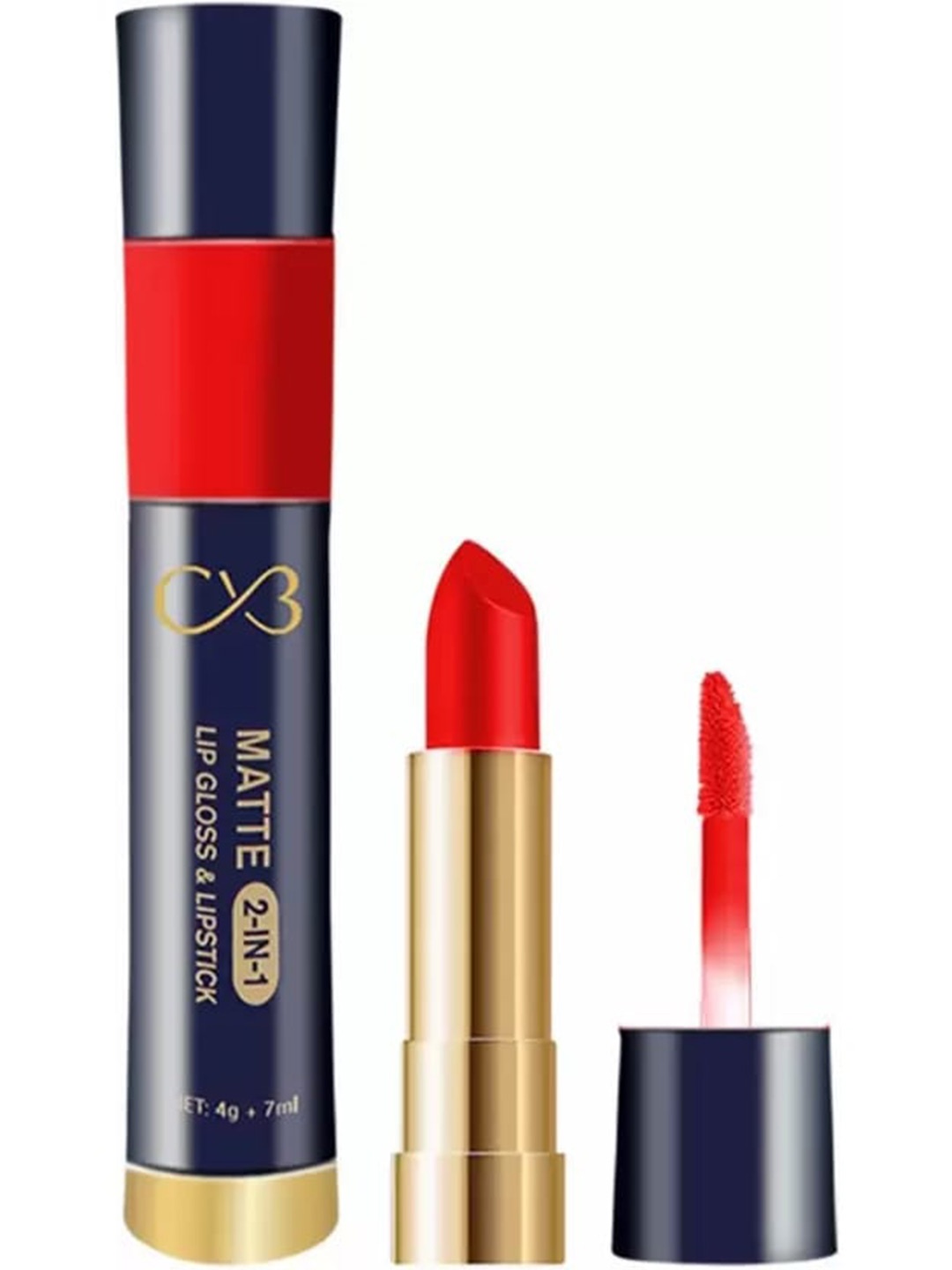 

CVB Matte 2-In-1 Lip Gloss & Velvet Lipstick - Wow, Red