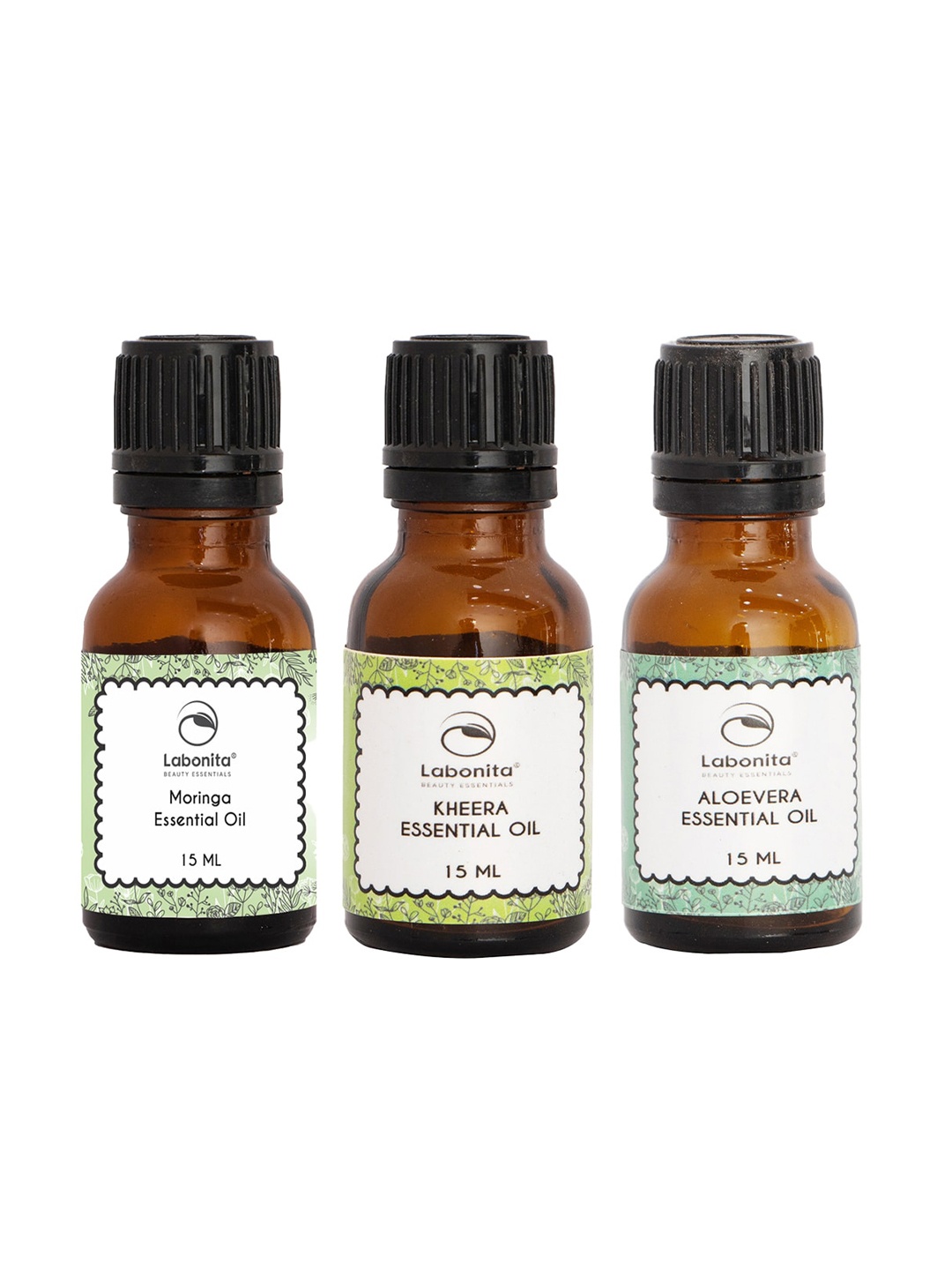 

Labonita Moringa-Aloe Vera-Kheera Essential Oil Combo - 15 ml Each, Brown