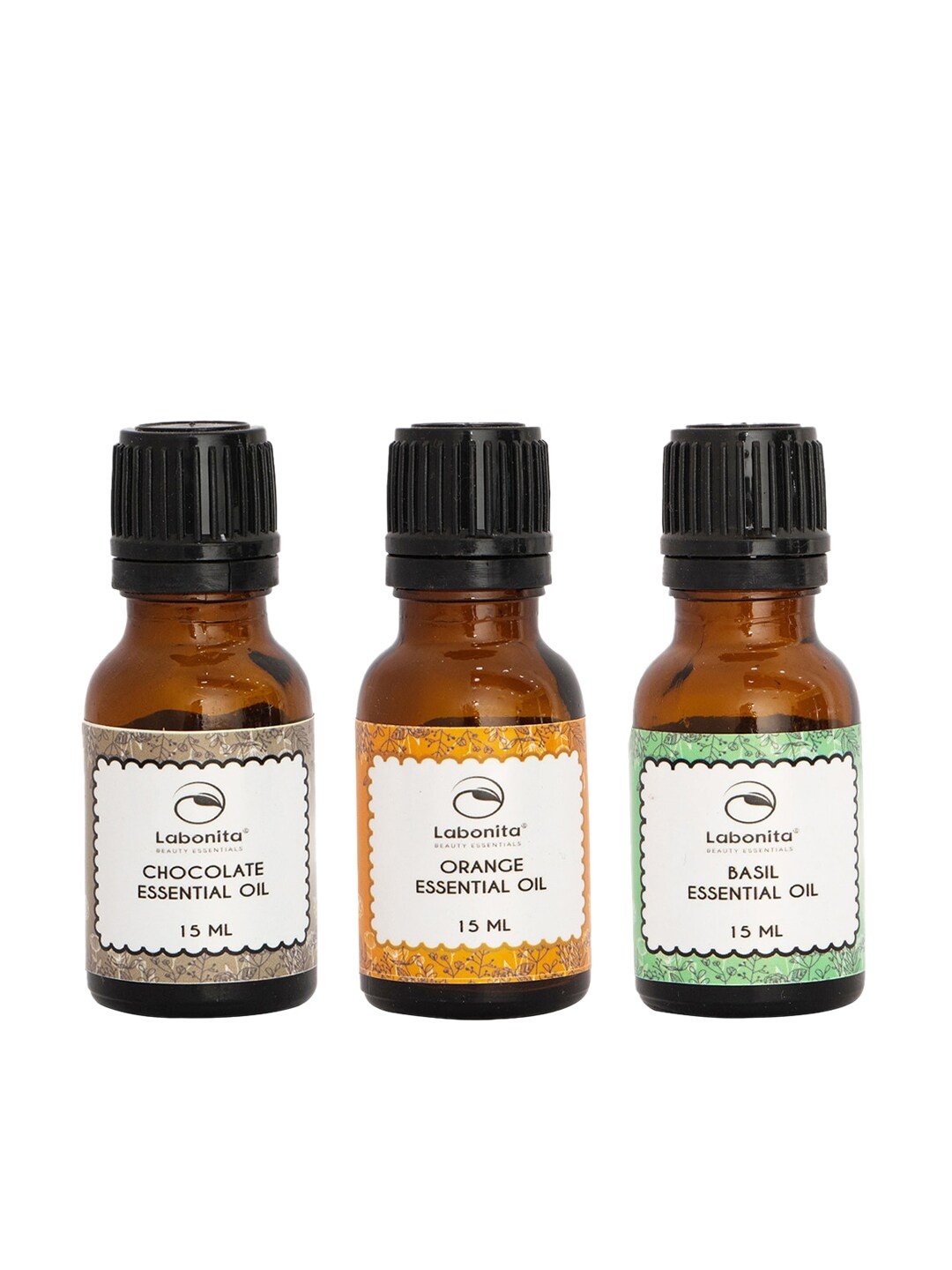 

Labonita Orange-Basil-Chocolate Essential Oil Combo - 15 ml Each, Brown