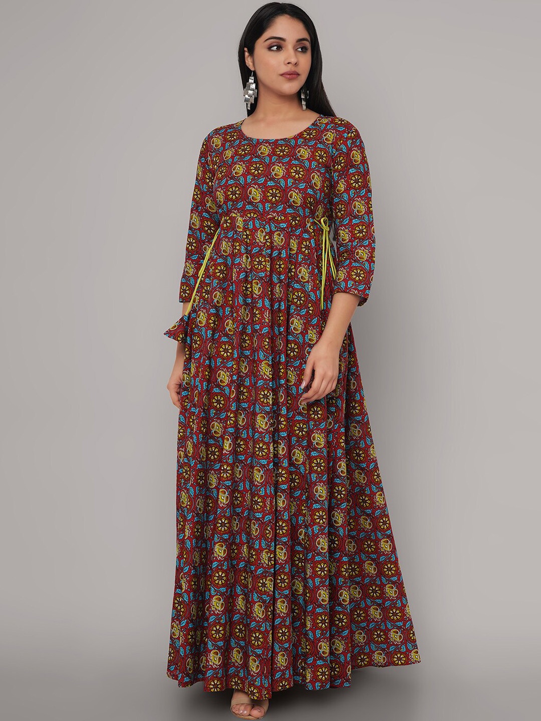 

Sanganeri Kurti Women Multicoloured Floral Printed Handloom Anarkali Kurta, Multi