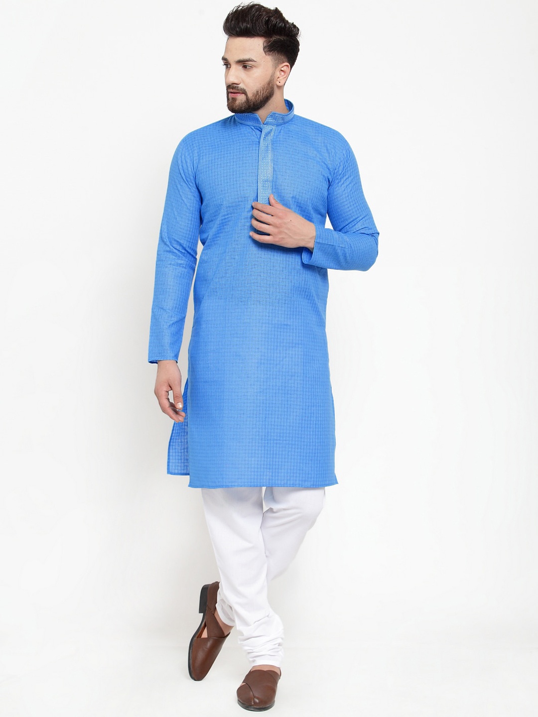 

Jompers Men Blue Pure Cotton Kurta with Pyjamas