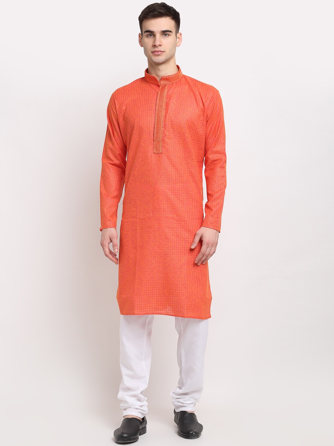 

Jompers Men Orange Kurta with Pyjamas