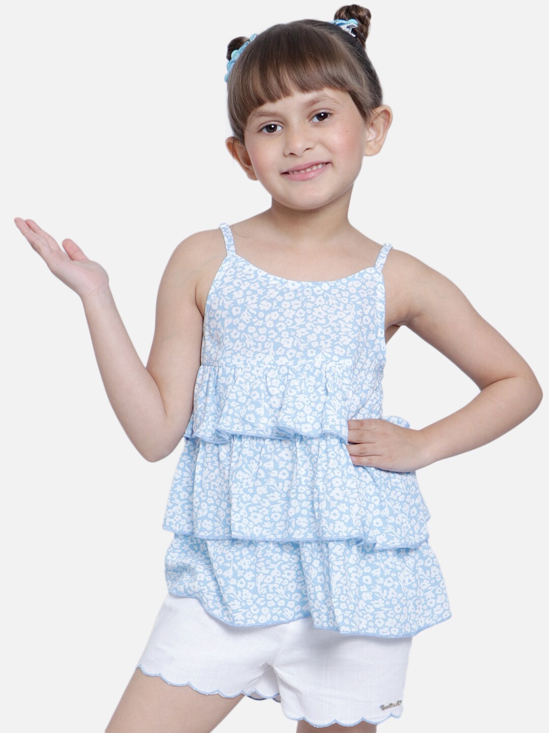 

Nauti Nati Girls Blue & White Printed Top with Shorts