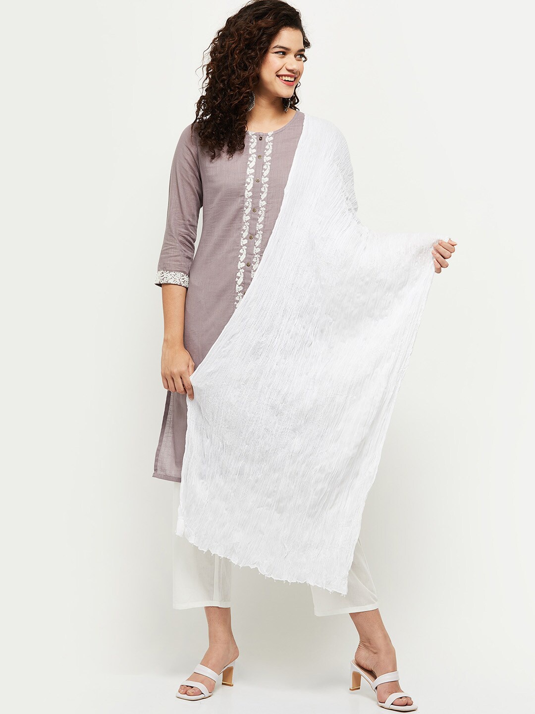 

max Women White Pure Cotton Dupatta