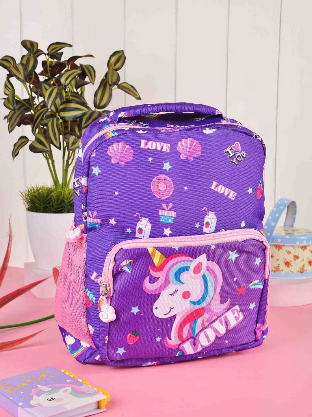

POPLINS Kids Purple & Pink Graphic Printed Backpack