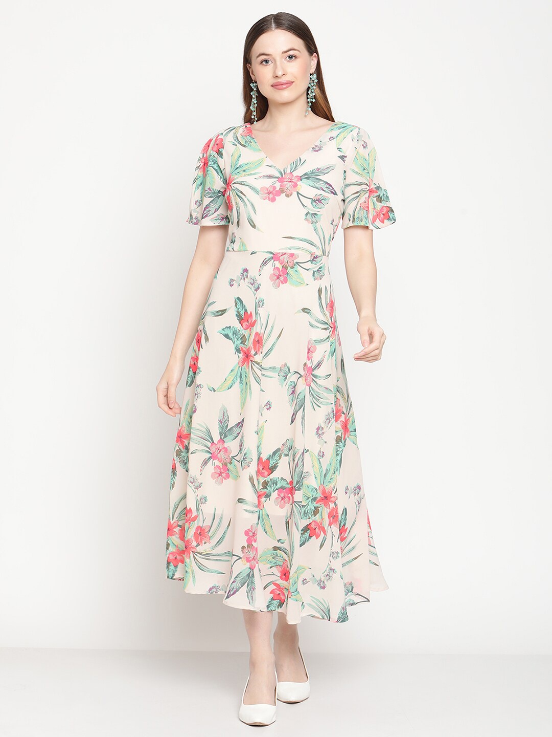 

COASTLAND Women Beige & Pink Floral Maxi Dress