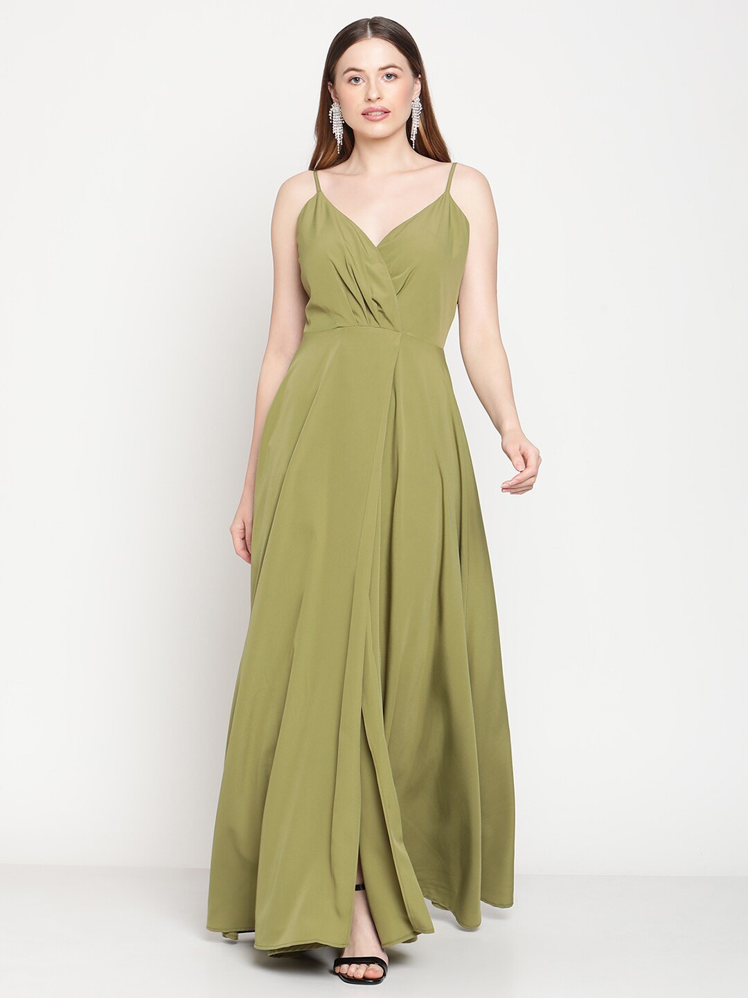 

COASTLAND Women Olive Green Crepe Maxi Dress