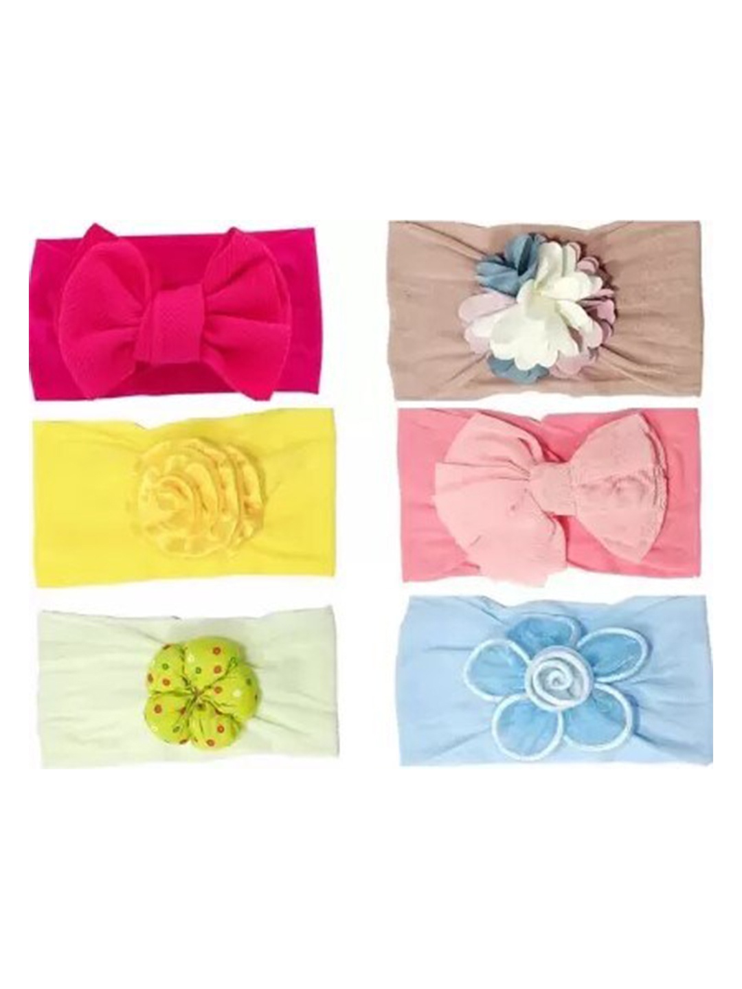

ANNA CREATIONS Women Yellow & Pink Set of 6 Embellished Hairband