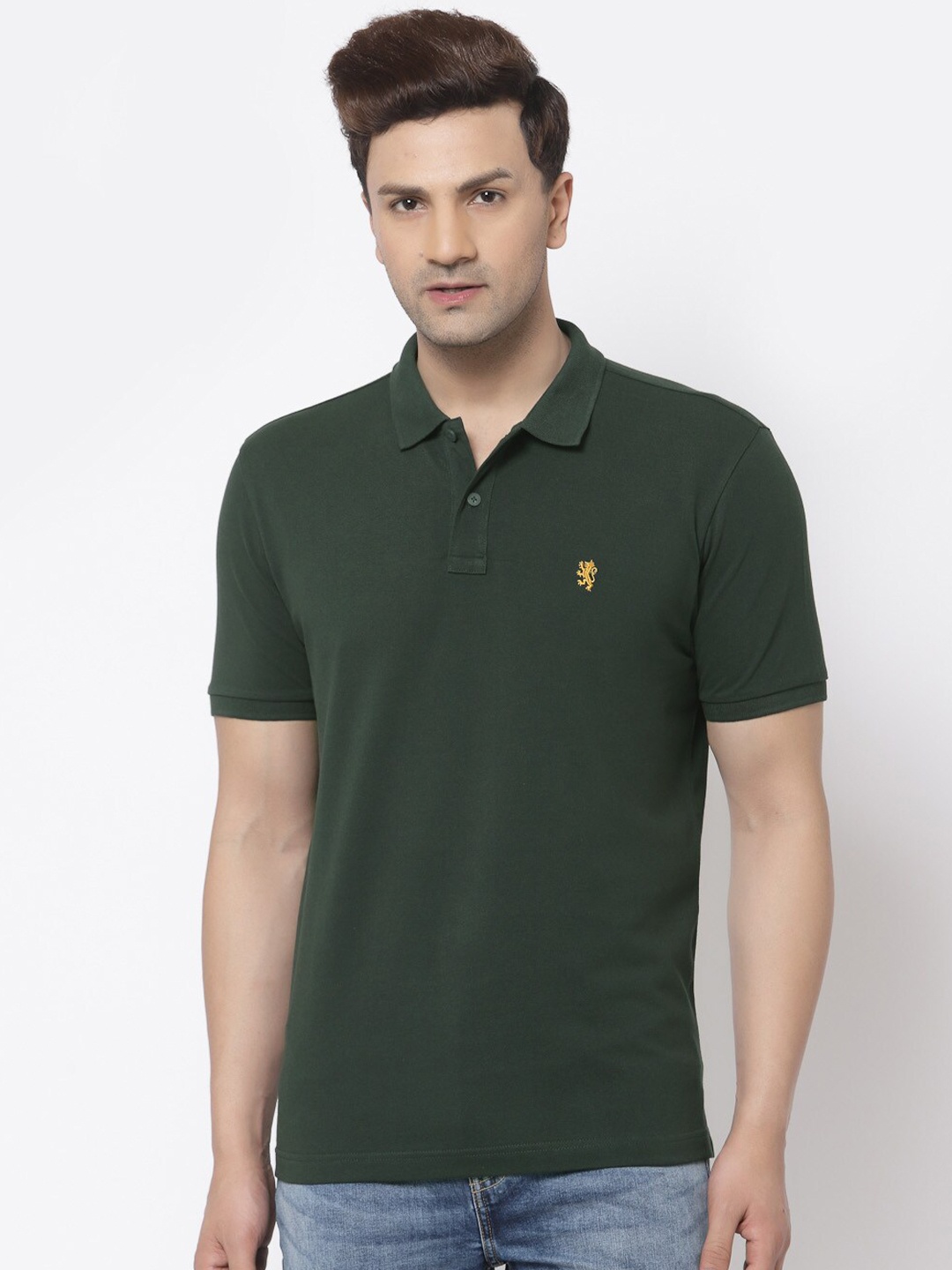 

Red Tape Men Green Polo Collar Cotton T-shirt