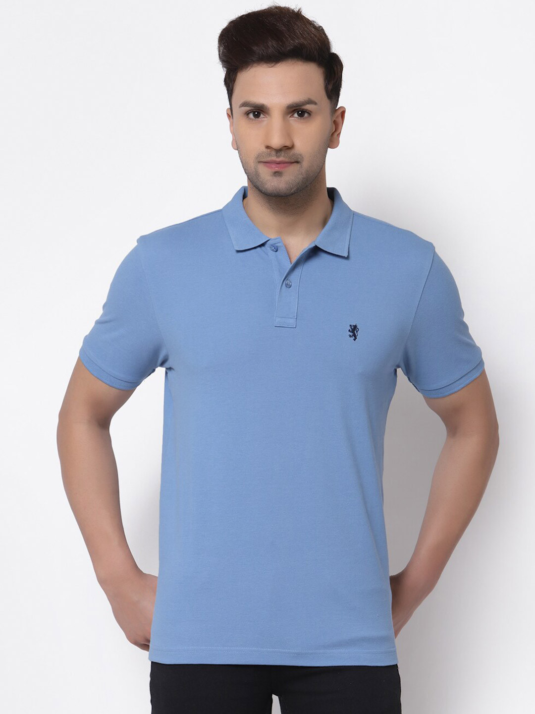 

Red Tape Men Blue Polo Collar Cotton T-shirt