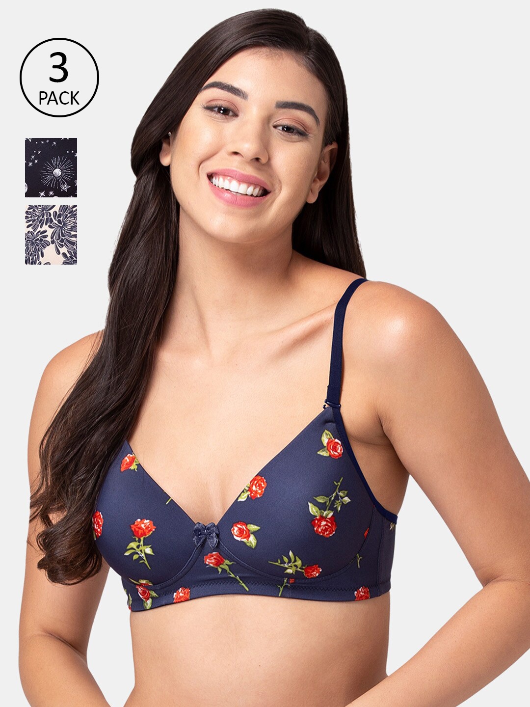 

Tweens Pack of 3 Printed T-shirt Bras - Lightly Padded, Blue