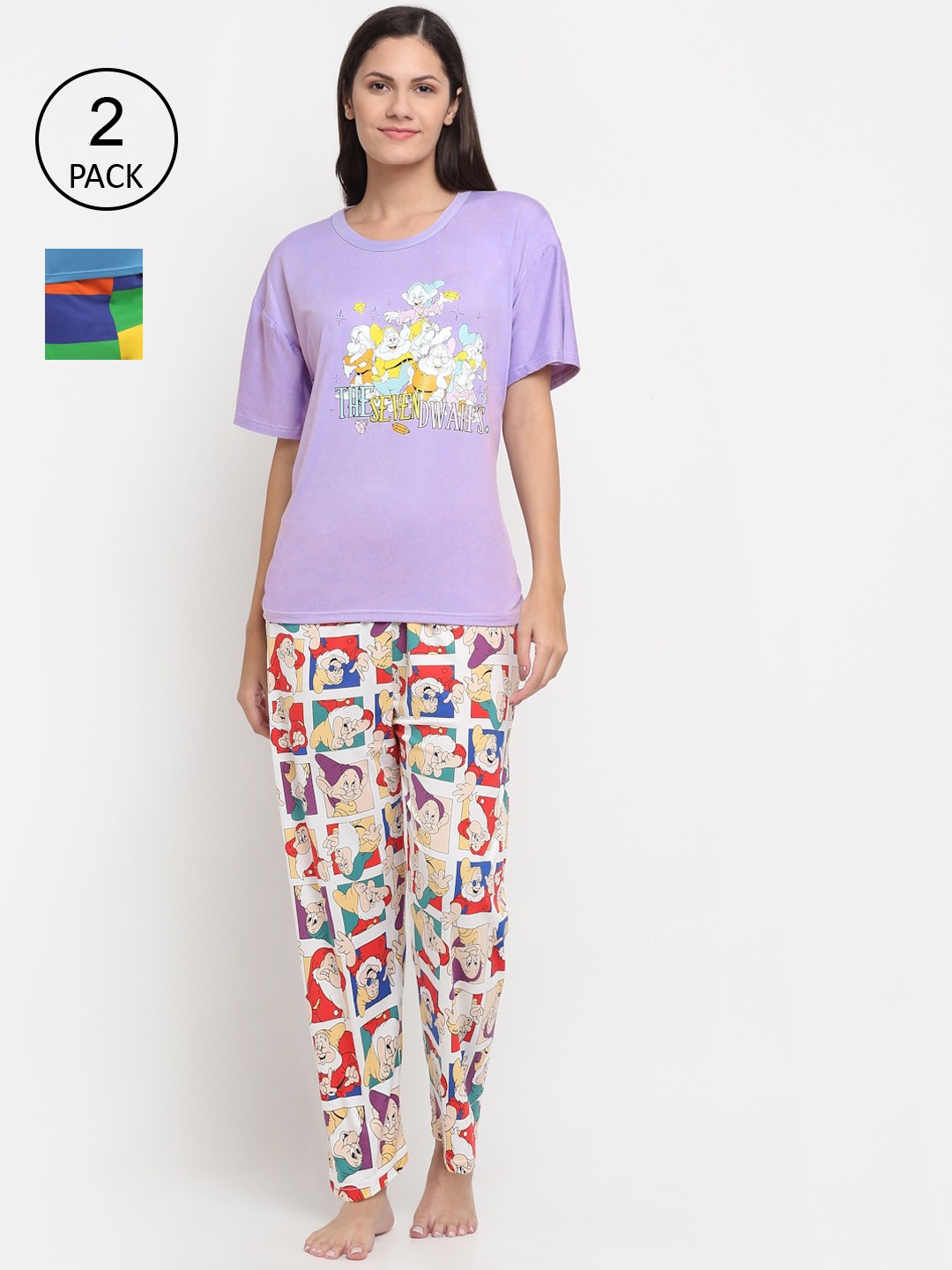 

KLOTTHE Women Pack Of 2 Multicoloured Printed 3 Piece Night Suit, Multi