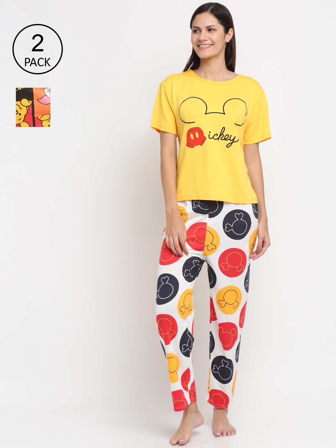 

KLOTTHE Women Pack of 2 Printed 3 Piece Night Suit, Multi