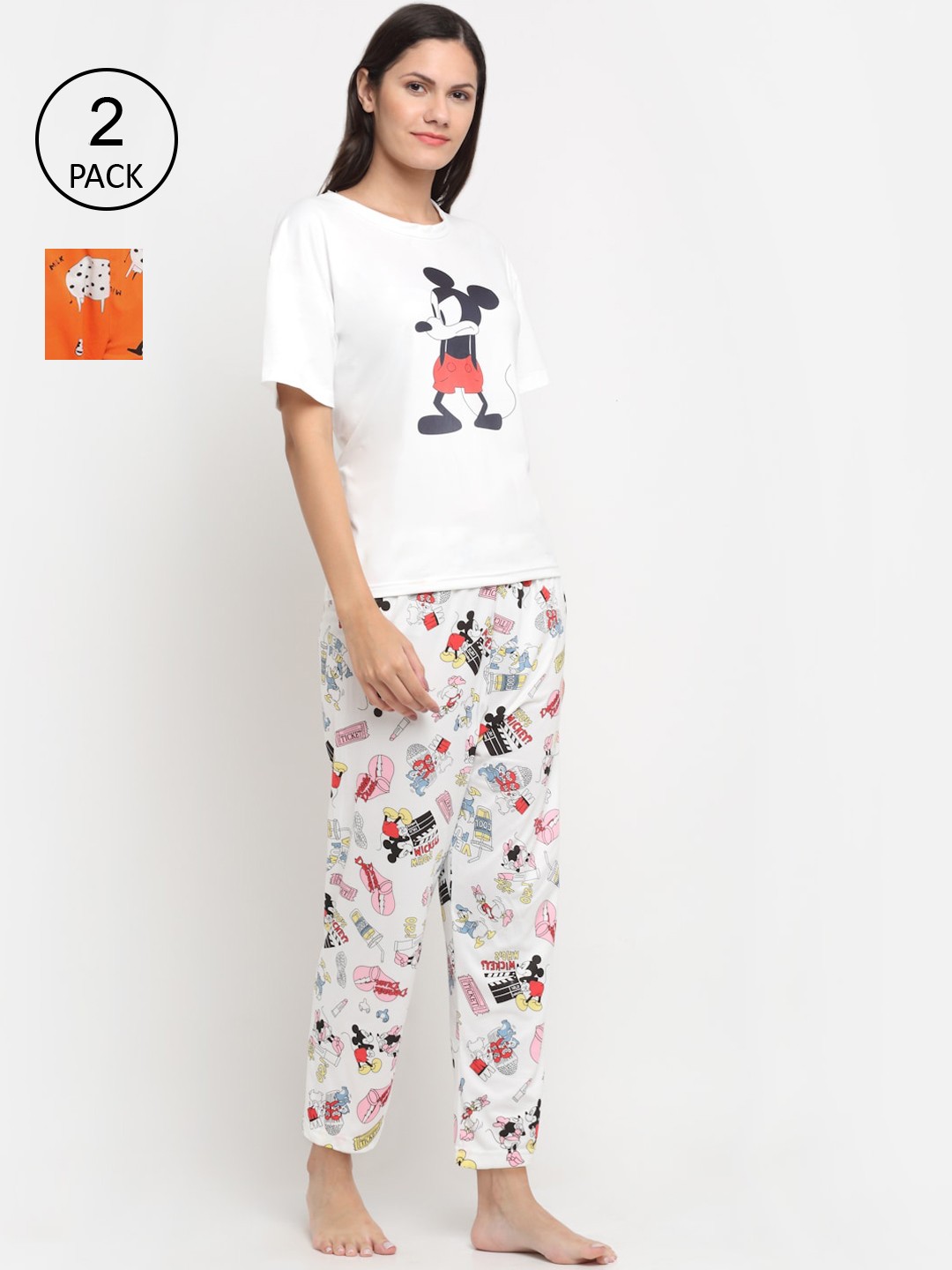 

KLOTTHE Women Pack of 2 Blue & White Printed 3 Pc Night suit