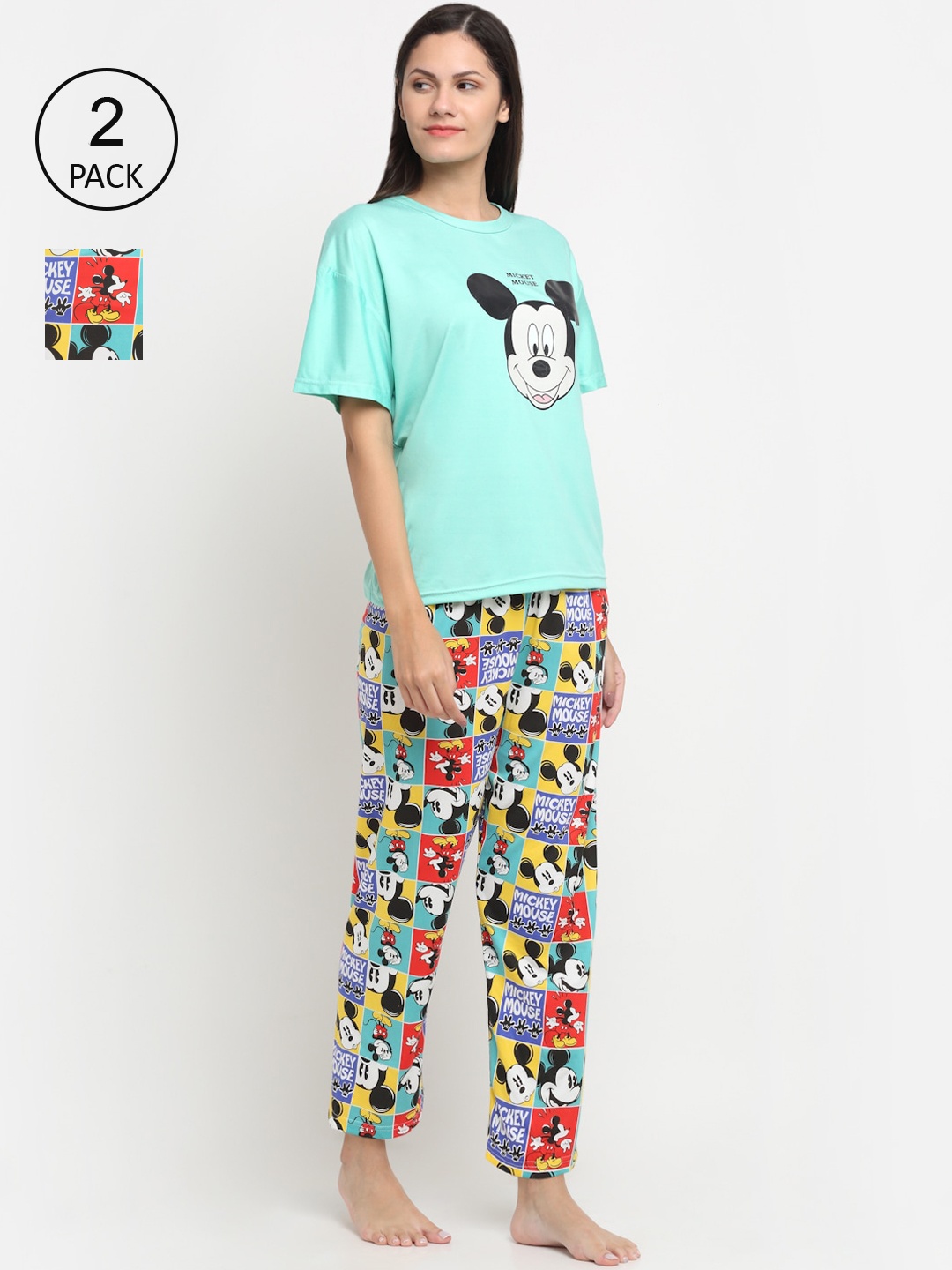 

KLOTTHE Women Multicoloured Set Of 2 Printed 3 Piece Night Suit, Multi