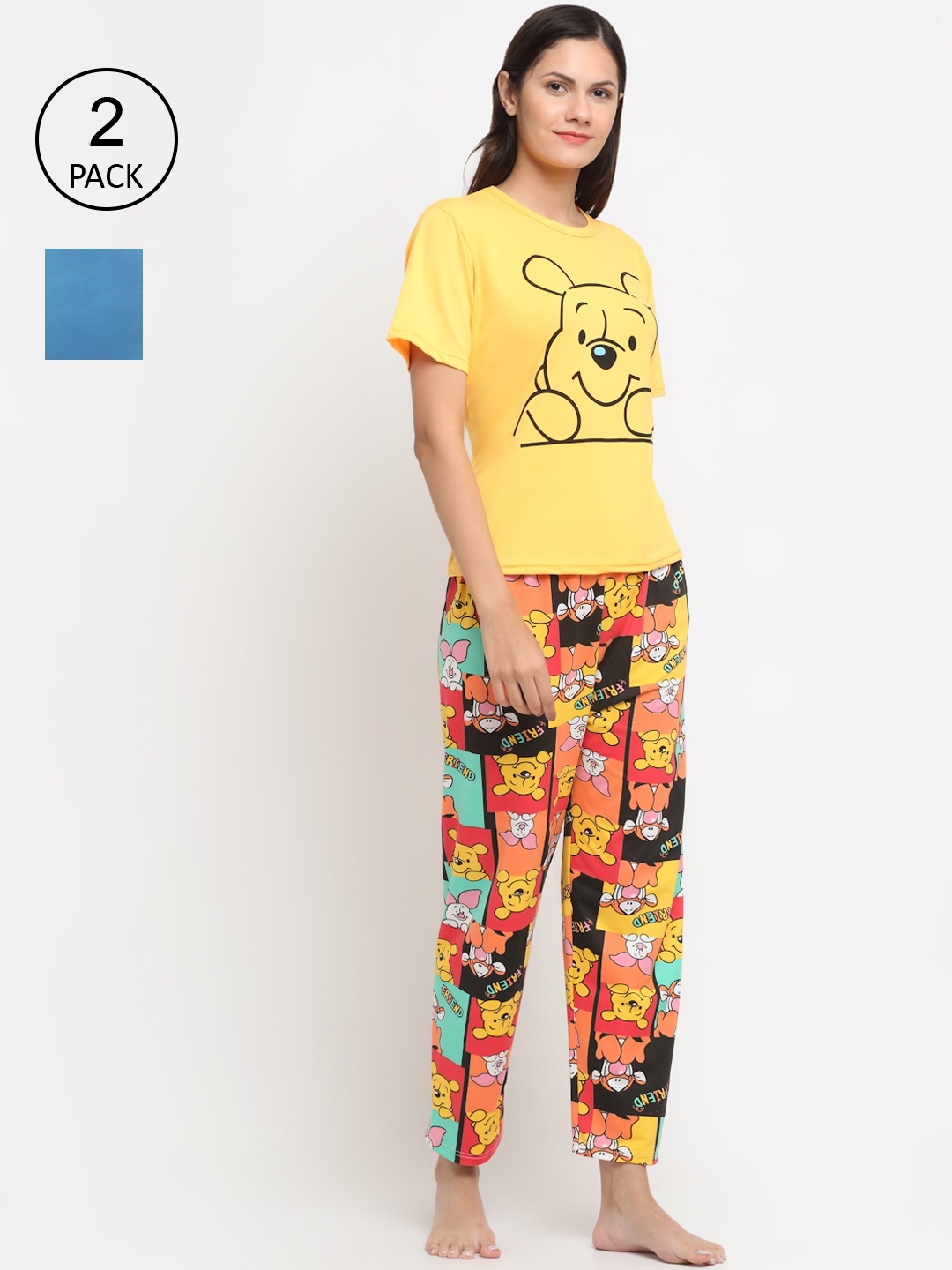 

KLOTTHE Women Pack of 2 Printed 3 Piece Night Suit, Multi