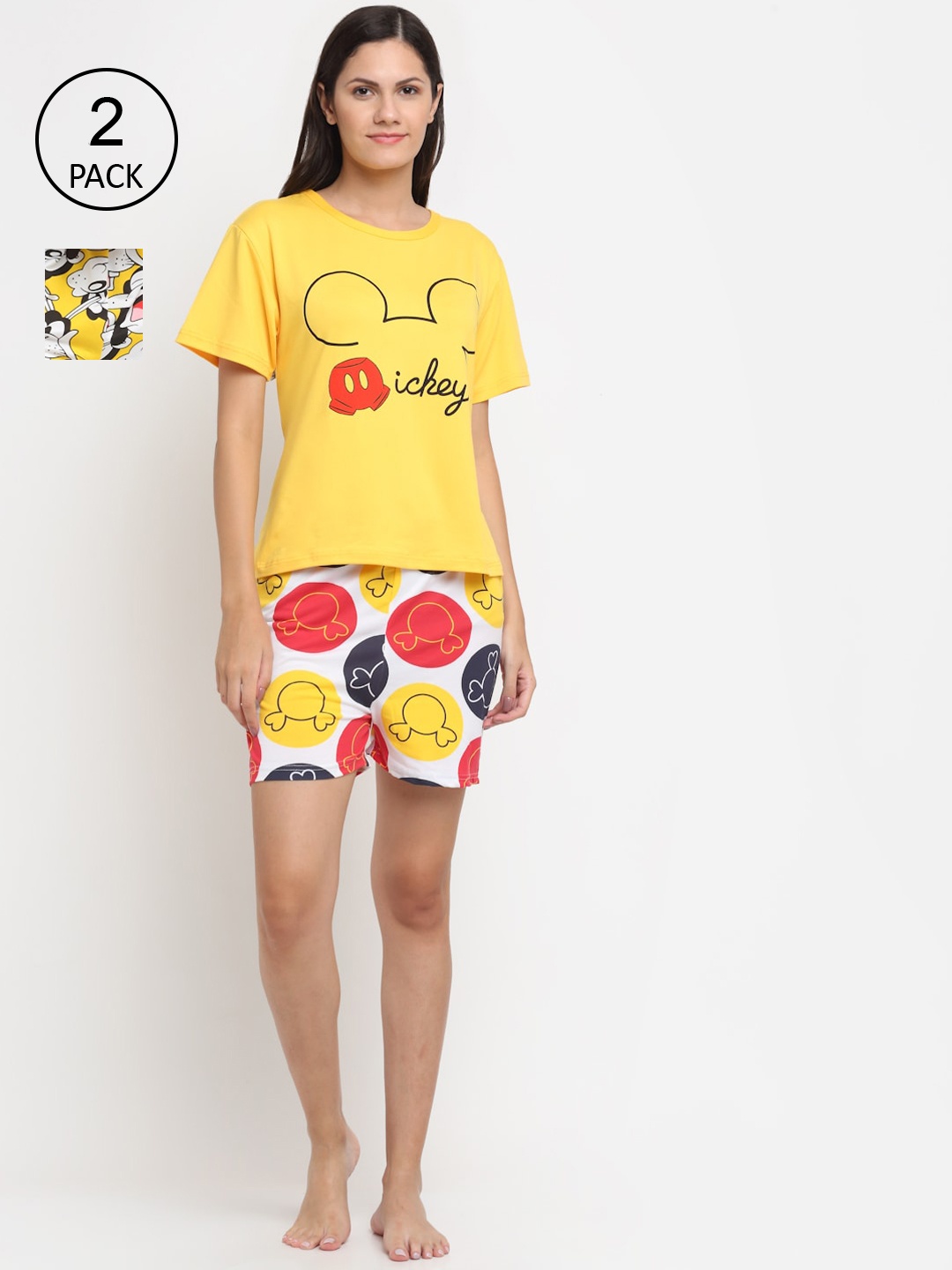 

KLOTTHE Women Set Of 2 Cartoon Printed Cotton Blend 3 Pcs Night Suit, Multi