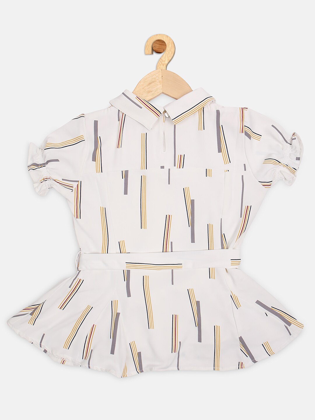 

Ziama Girls Mustard Yellow Geometric Print Peplum Top