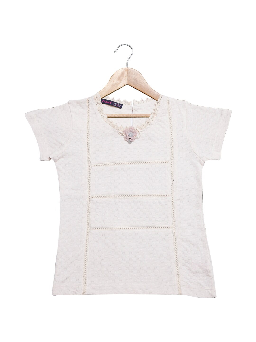 

Ziama Girls Off White Self Design Top