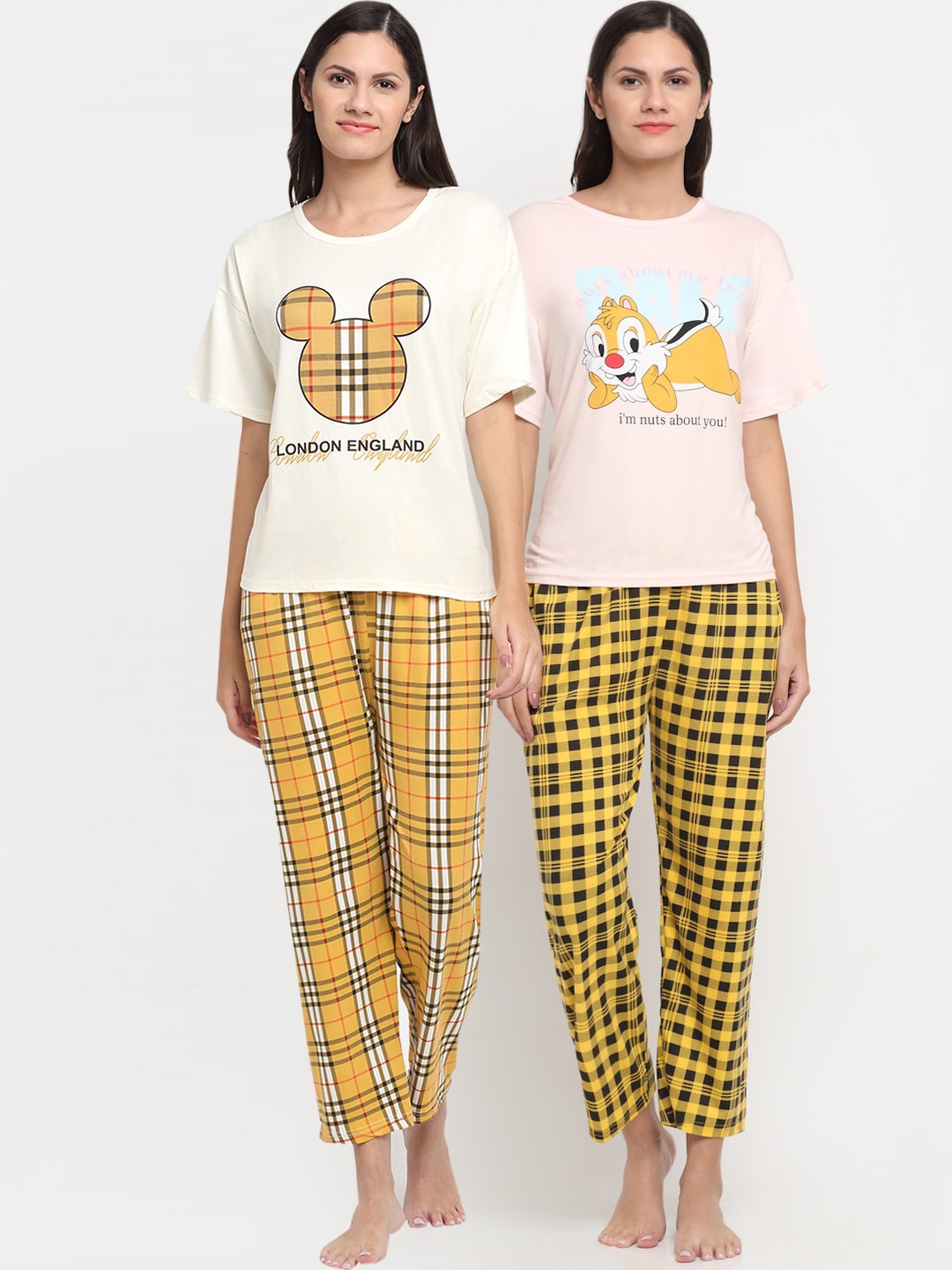 

KLOTTHE Women Pack of 2 Printed Night Suit, Multi