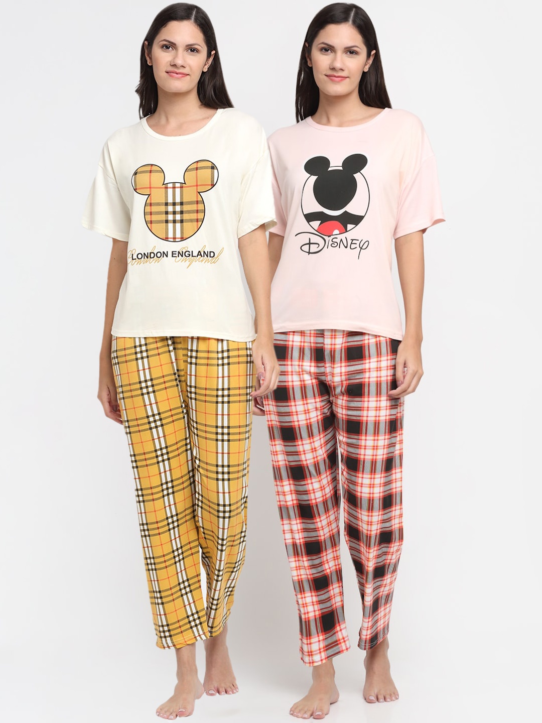 

KLOTTHE Women Multicoloured Set Of 2 Printed Night Suit, Multi