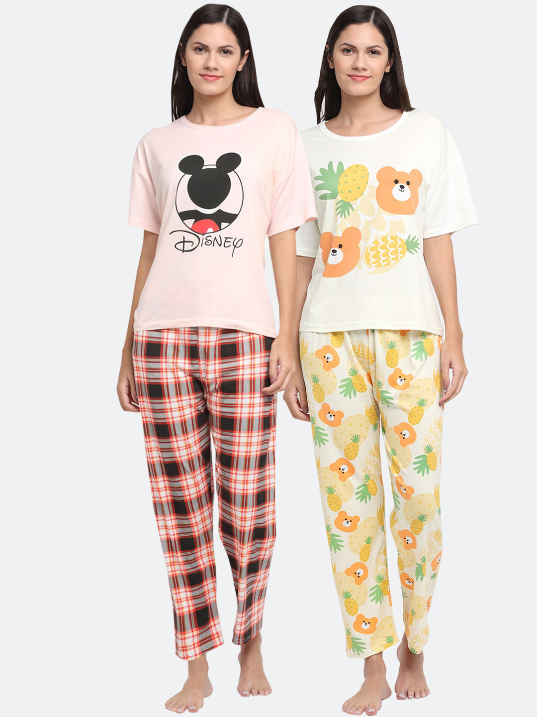 

KLOTTHE Women Set Of 2 Multicoloured Printed Cotton Blend Night suit, Multi