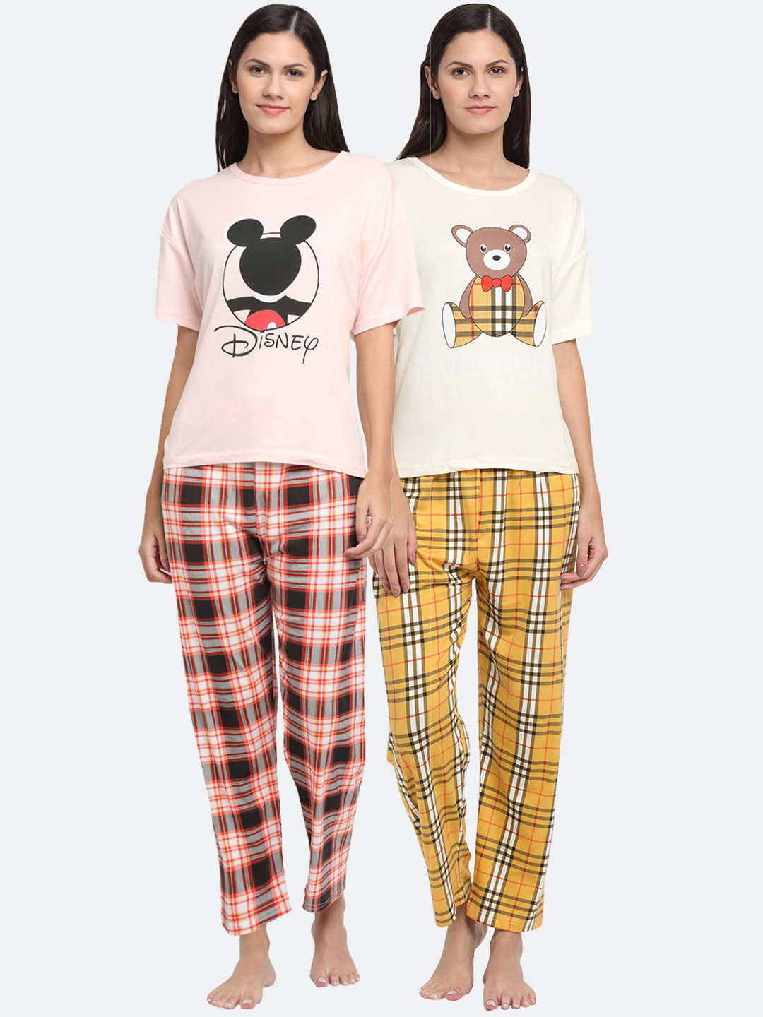 

KLOTTHE Women Multicoloured Set Of 2 Printed Night suit, Multi