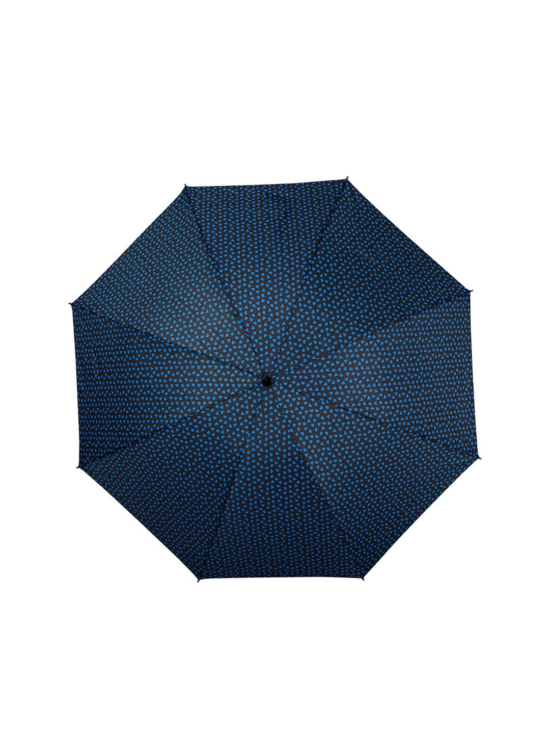 

LOOM LEGACY Black & Blue Heart Shaped Printed 3-Fold Manual Umbrella