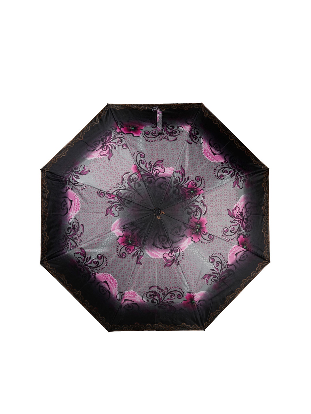 

LOOM LEGACY Grey & Pink Floral Printed 3-Fold Semi-Automatic Umbrella