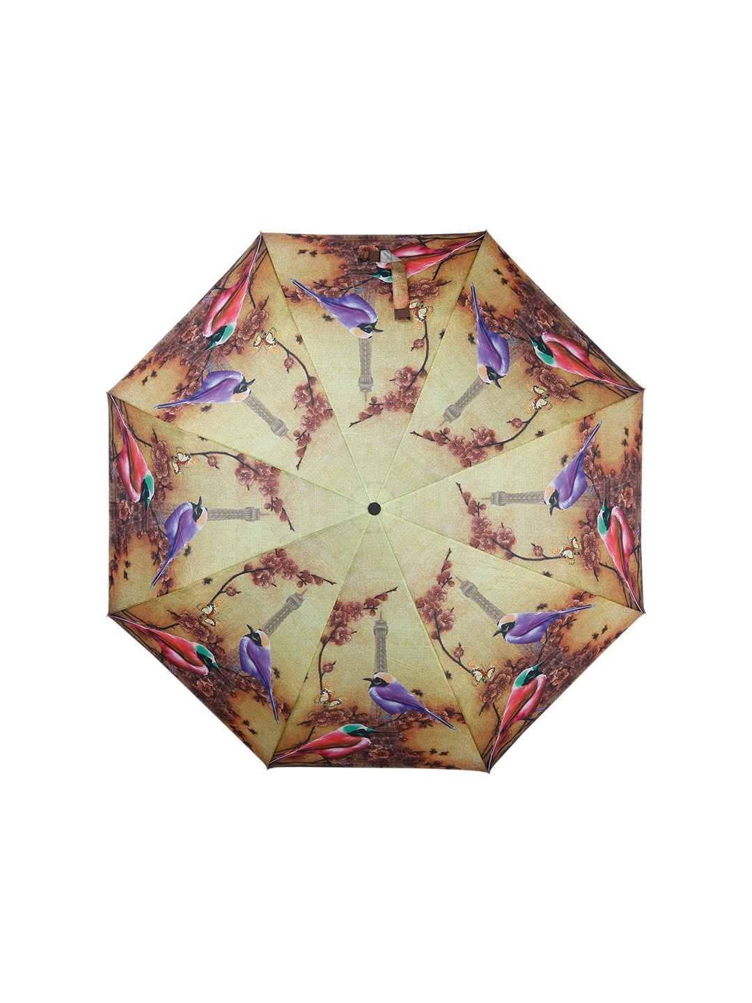 

LOOM LEGACY Yellow & Brown Printed 3-Fold Semi-Automatic Umbrella