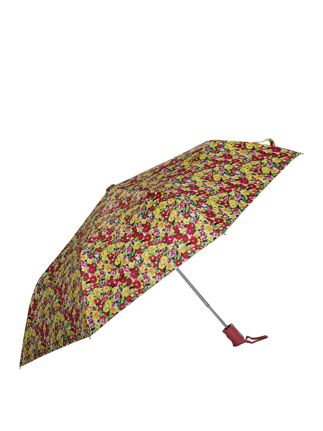 

LOOM LEGACY Yellow & Pink Floral Printed 3-Fold Semi-Automatic Umbrella