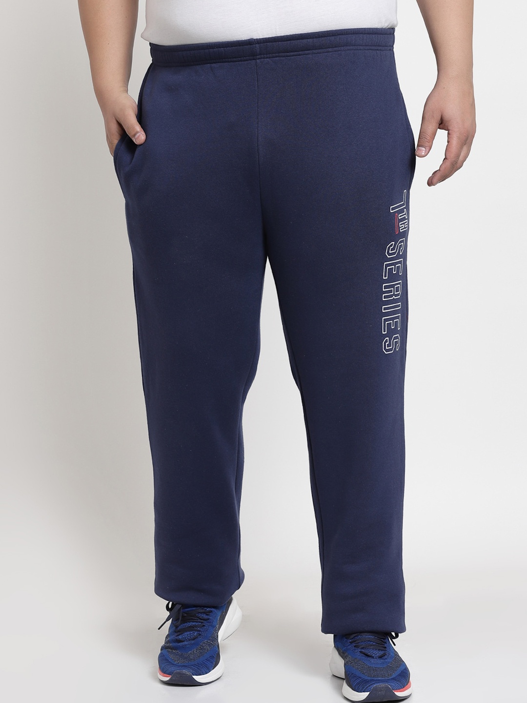 

plusS Men Navy Blue Solid Track Pants