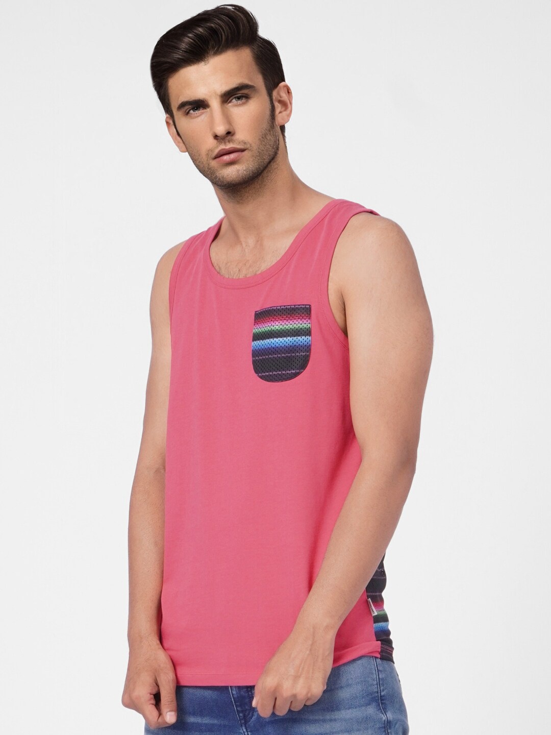 

Jack & Jones Men Pink Slim Fit T-shirt